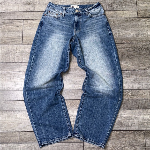 SO Denim - SO Women's Blue Mid-Rise Barrel Jeans